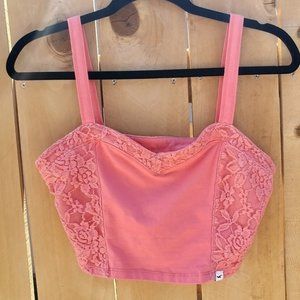 Hollister Coral Lace Crop Top M